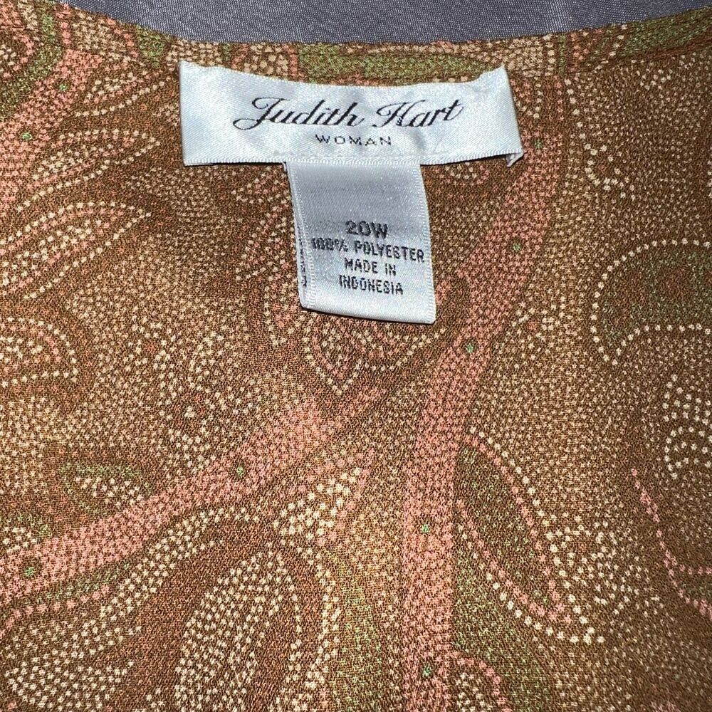 Plus Size Retro Style Paisley Print Ruffle Collar Button Down Size 20W - Picture 3 of 4